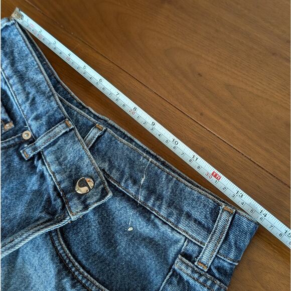 Coperni Blue Denim Paint-splatter Mini Wrap Skirt, Size 8 - Picture 8 of 10